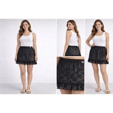 Wild Fable Black Lace Swim Cover Up Skirt Womens Small Ruffle Hem