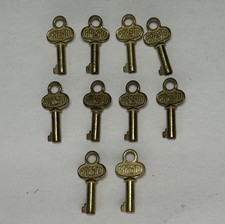 VTG PRESTO Small Brass Key Lot of 10 Furniture Luggage Mini Padlock Jewelry Box