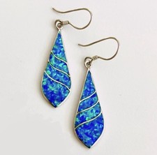 Signed - Calvin Desson, Navajo. Vintage Gilson Opal Inlay Earrings