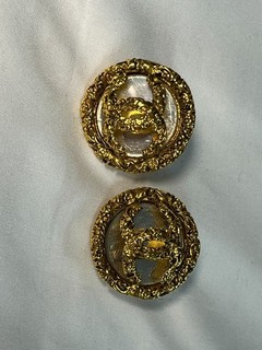 Vintage CHANEL 1994 Fall 94A Gold Plated Textured CC Logo Oval Clip On Earrings