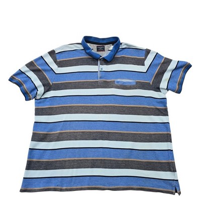 CASAMODA Boys Blue Striped Cotton Polo XL Regular Fit Button Logo