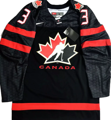 NWT-S * MATTHEW SCHAEFER #3 TEAM CANADA BLK/3rd LICENSED IIHF NIKE