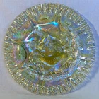 Fenton Art Glass Singleton Bailey Chicken / Rooster Plate In Yellow Carnival
