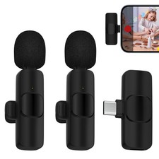 Wireless Microphone for iPhone 17 Pro Max/16/16e/16 Plus, Mini Lavalier Black