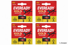 4 x Eveready 9V Gold Alkaline Longer Lasting Batteries  Long Lasting Fire Alarm