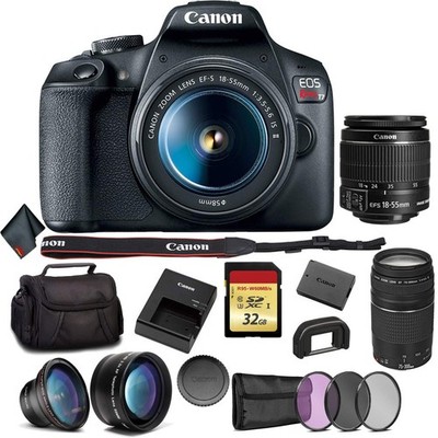 Canon EOS Rebel T7 DSLR Camera Bundle with 2 Lenses (18-55 + 75-300mm Lens) +