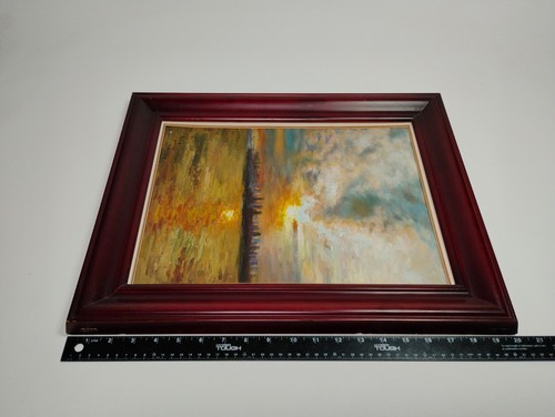 Original Oil Painting City Skyline & Water 16x20 Asian Artist Signed 2002 READ - Picture 12 of 13