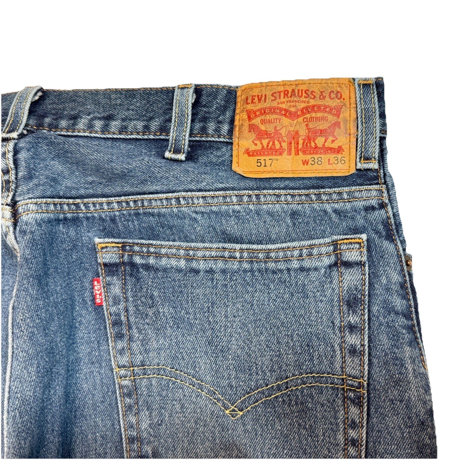 Levis 517 Jeans Mens 38x36 Tall Blue Regular Bootcut Western Denim Wide Leg thumbnail 4