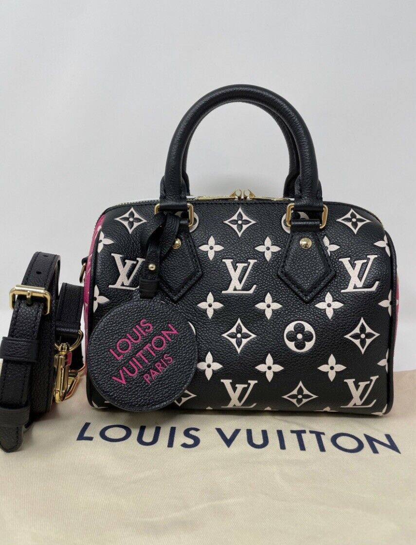 LOUIS VUITTON Speedy 20 Crossbody Bag M46088 Black White Pink