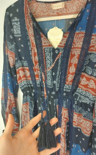 Altar'd State Dress Navy / Multicolored Boho Quilt Pattern - Women's Size M - Picture 6 of 7