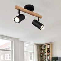 Deckenlampe Deckenleuchte Schlafzimmerlampe Spots Beweglich Holzoptik H 19,5 Cm