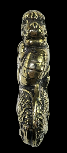 Spectacular! Early 20th Century Asian Brass Vesta - high relief repoussé dragon - Picture 6 of 11
