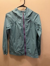 Columbia Windbreaker Girls Large Turquoise Rain Jacket 100 Nylon