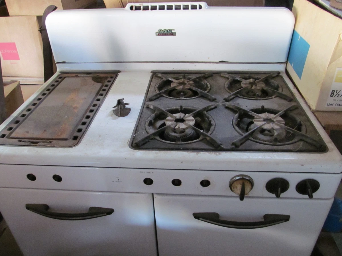 Vintage Gas Kitchen Stove White Double Oven Estate Heatrola Bar-B-Kwer |  eBay