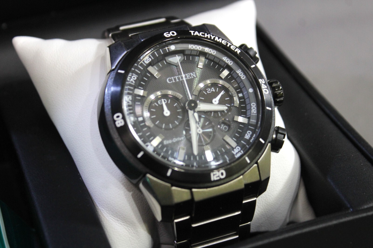 Citizen Eco Drive B620-S116716 Tachymeter Men's Watch Black Citizen Eco Drive B620-S116716 Tachymeter Men's Watch Black