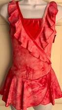 GK ICE FIGURE SKATE ADULT SMALL BERRY NYLON TIE-DYE VELVET SLVLS DRESS SZ S NWT