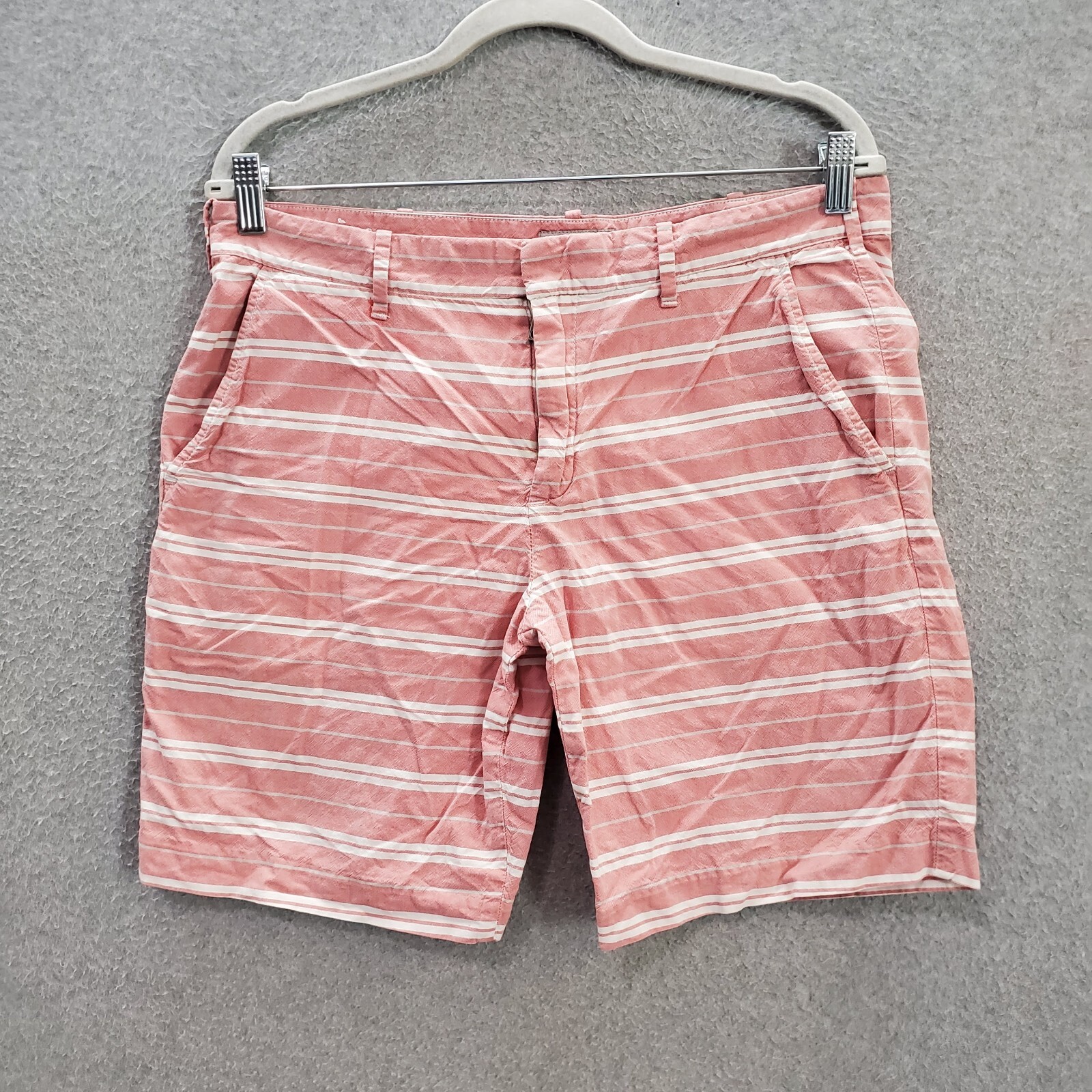 Express Photographer Men Shorts 31 Pink Striped Chino Pockets 8.5" Inseam Casual eBay