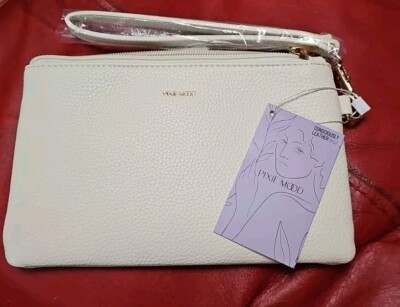  NWT Pixie Mood Paris Double Zip Pouch - Coconut Cream Pebbled NWT