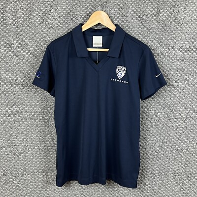 Nike Golf Dri-Fit Women's Size L Blue Short Sleeve Swoosh Pac 12 Networks NWT