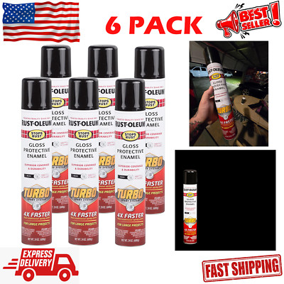Rust-Oleum 334128-6PK Stops Rust Turbo Spray Paint, 24 oz, Gloss Black, 6 Pack