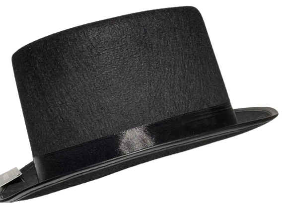 SOMBRERO DE COPA NEGRO CORTO CAMPANA Gorra de fieltro Steampunk Mago Mago Disfraz para adulto Foto 3 de 4