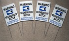 4 WARNING NEIGHBORHOOD WATCH POLICE SIGNS w/Stakes  8x12 Plastic Coroplast