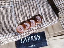 Ralph Lauren 48R Slim SILK WOOL LINEN Glen plaid tweed Sport Coat Jacket Blazer