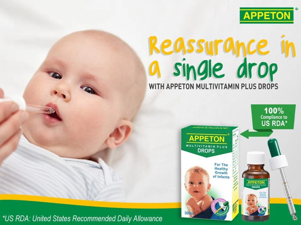 Gotas multivitamínicas para bebés Appeton 30 ml para el crecimiento de bebés aumento de peso Foto 2 de 4