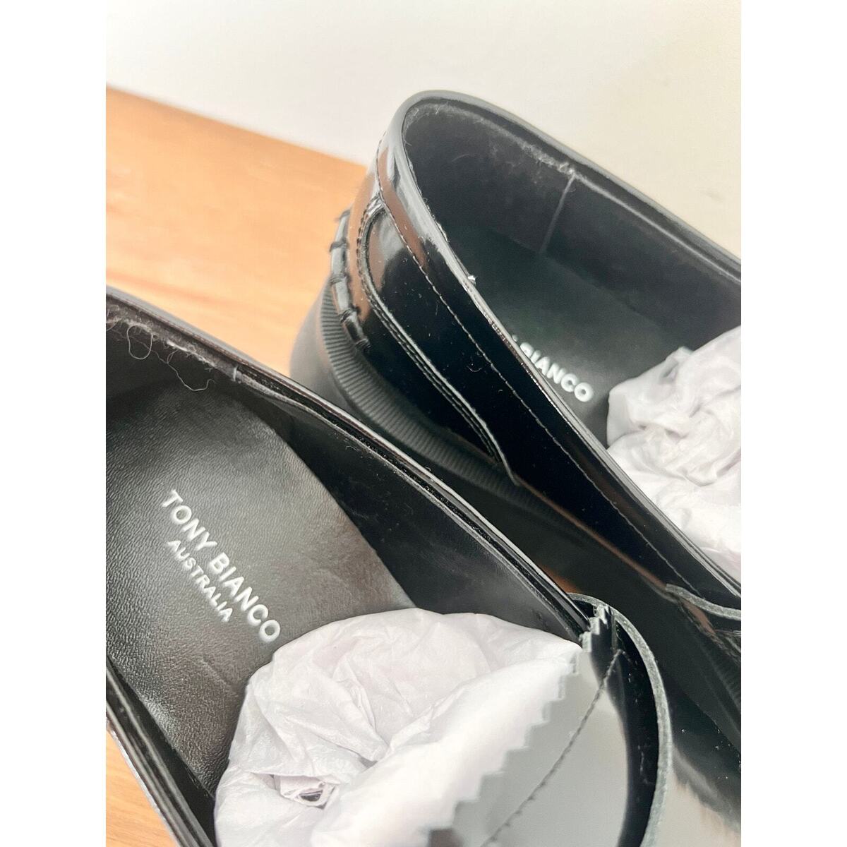 NWT Tony Bianco Brooklyn Hi Shine Leather Loafer Shoes Black NWT Tony Bianco Brooklyn Hi Shine Leather Loafer Shoes Black