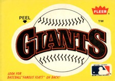 1986 Fleer #NNO San Francisco Giants Logo Team Stickers Hack Wilson (5) back San