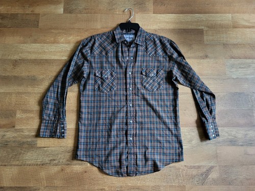 PURE COUNTRY men's medium fall winter tone brown plaid pearl snap Western shirt - 第 1/7 張圖片