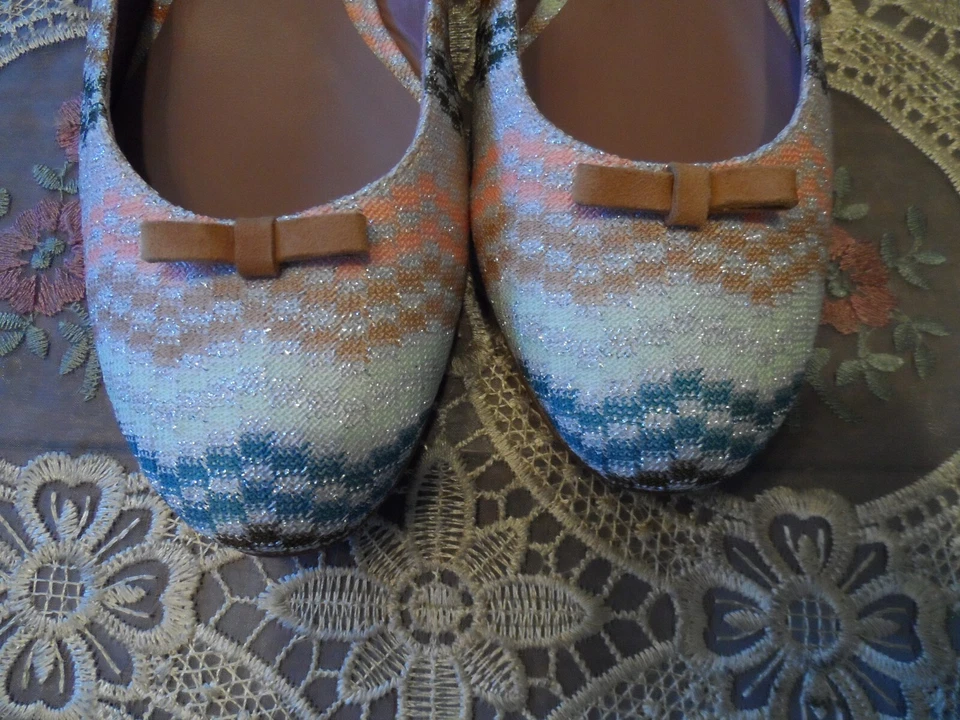 Nuevo Missoni Multicolor Zig Zag Patrón Crotchet Tejido Ballet Talla Plana 39.5B Foto 3 de 4