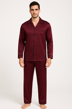 INC Mens Satin Pajama Set New S XXL  Red Wine 2 pc Sleepwear Night Suit PJ