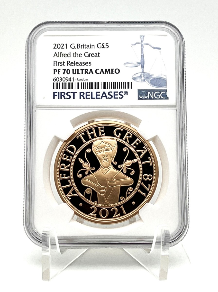 Great Britain 2021 5 Pounds ALFRED THE GREAT Gold Coin NGC PF70 