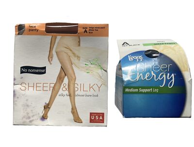 2 Pairs, Beige and Black, Size A Tights
