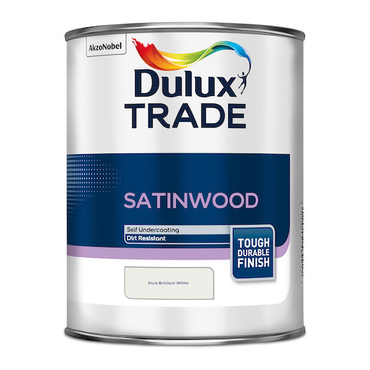 Dulux Trade Pure Brilliant White Satinwood 1L - Image 2