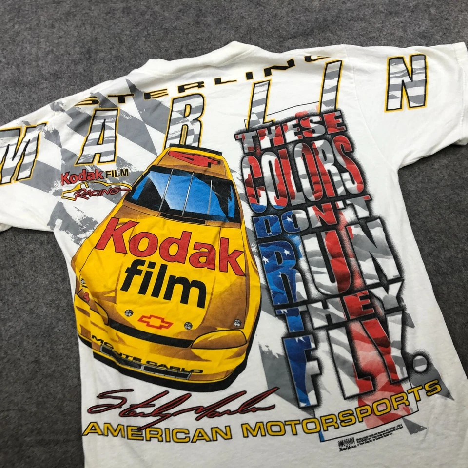 Camisa Nascar De Colección Hombres Grande Esterlina Martin Kodak Película Mega Impresión Carreras Años 90 Foto 3 de 4