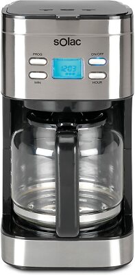 Solac Stillo CF4028 Kaffeemaschine 1,5L Glaskanne LCD Uhr Timer 900W Edelstahl B