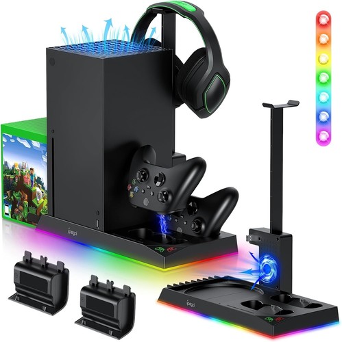 6-in-1 RGB Charging Stand & Cooling Fan for Xbox Series X - Dual Charger, Hea... - Picture 3 of 9