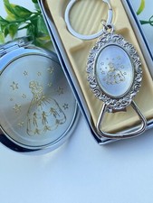 24pcs Quinceanera Favors Set Sweet 16, 12pcs Mirrors/12pcs Keychains Quinceanera