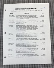 MARANTZ 1994 NEW MODEL INTRODUCTION LIST J0848