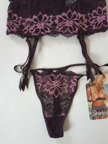 Shirley of Hollywood Mauve Waistcincher & Thong Size S Erotic Designer Lingerie - Picture 6 of 11