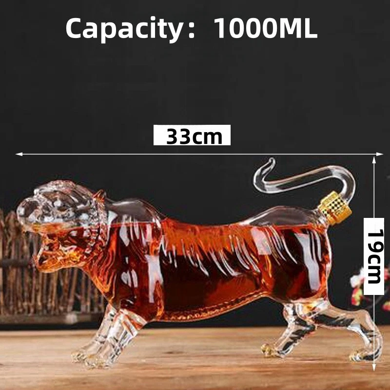 500ML/1000ML Tiger Barware Lead Free Whiskey Decanter for Liquor Scotch Bourbon - Picture 5 of 6