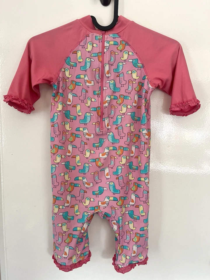 MINI CLUB PINK BIRD GIRLS Swimsuit ZIP SIZE 5-6 Years - Image 3 of 4