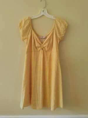 Women s Dream Of Me Floral Yellow/ White Lined Babydoll Dress Size Medium