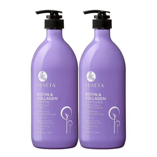 Luseta Biotin&Collagen Shampoo&Conditioner 33OZ Set for Thin Hair