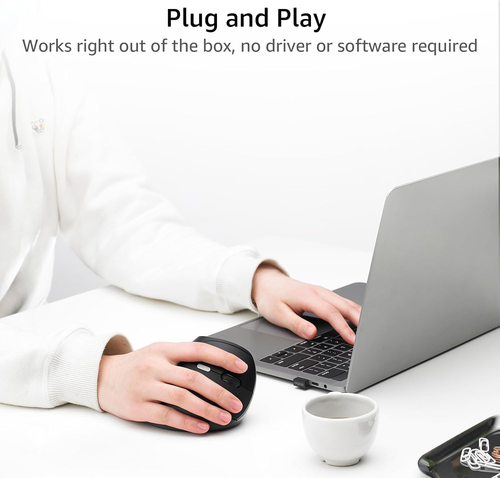EV250 Silent Vertical Ergonomic Wireless Mouse 2.4G 800-1600 DPI 5 Buttons for P - Picture 6 of 12