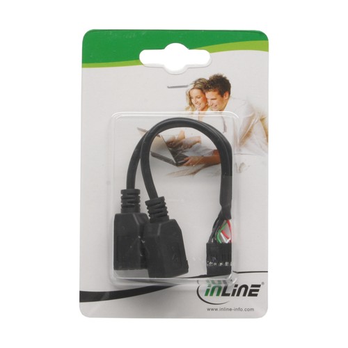 InLine USB 2.0 Adapterkabel - 2x Buchse A Auf Pfostenanschluss, Schwarz