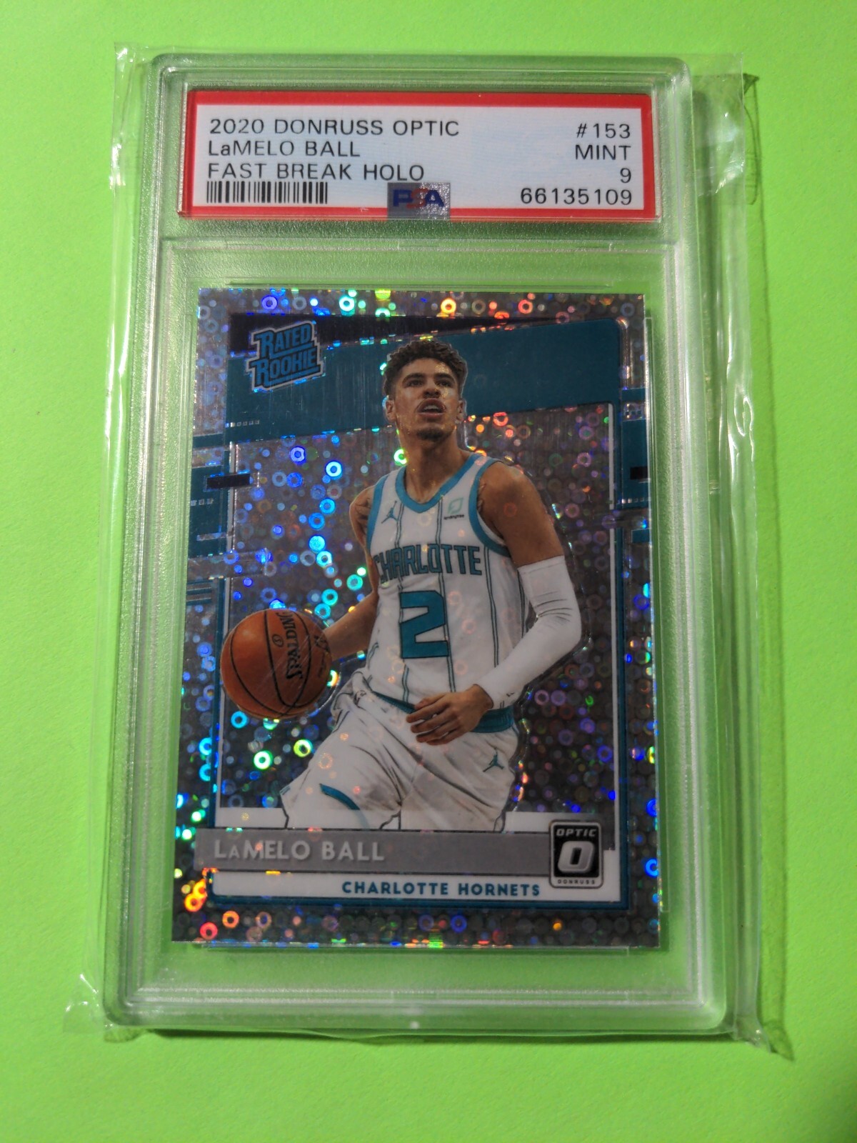 2020 Optic Lamelo Ball RC PSA 9 Fast Break Holo #153 Hornets