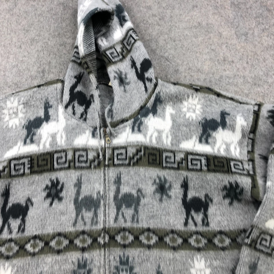 Suéter Vintage Ecuador Adulto XL Gris Suroeste Geométrico Azteca Cremallera Foto 4 de 4